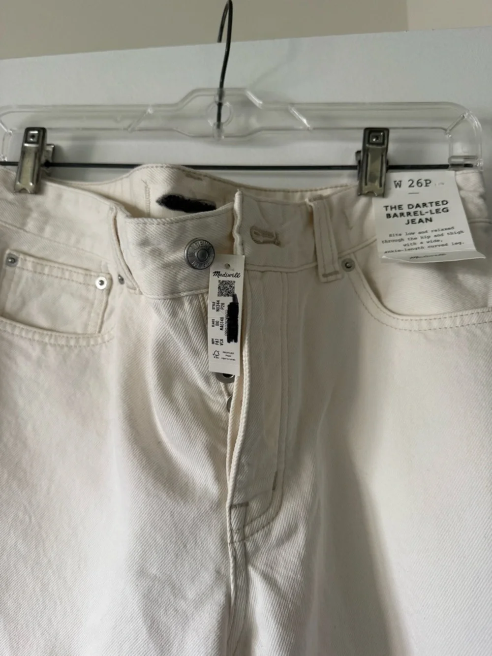 NWT Madewell white barrel jeans petite - Picture 2 of 3